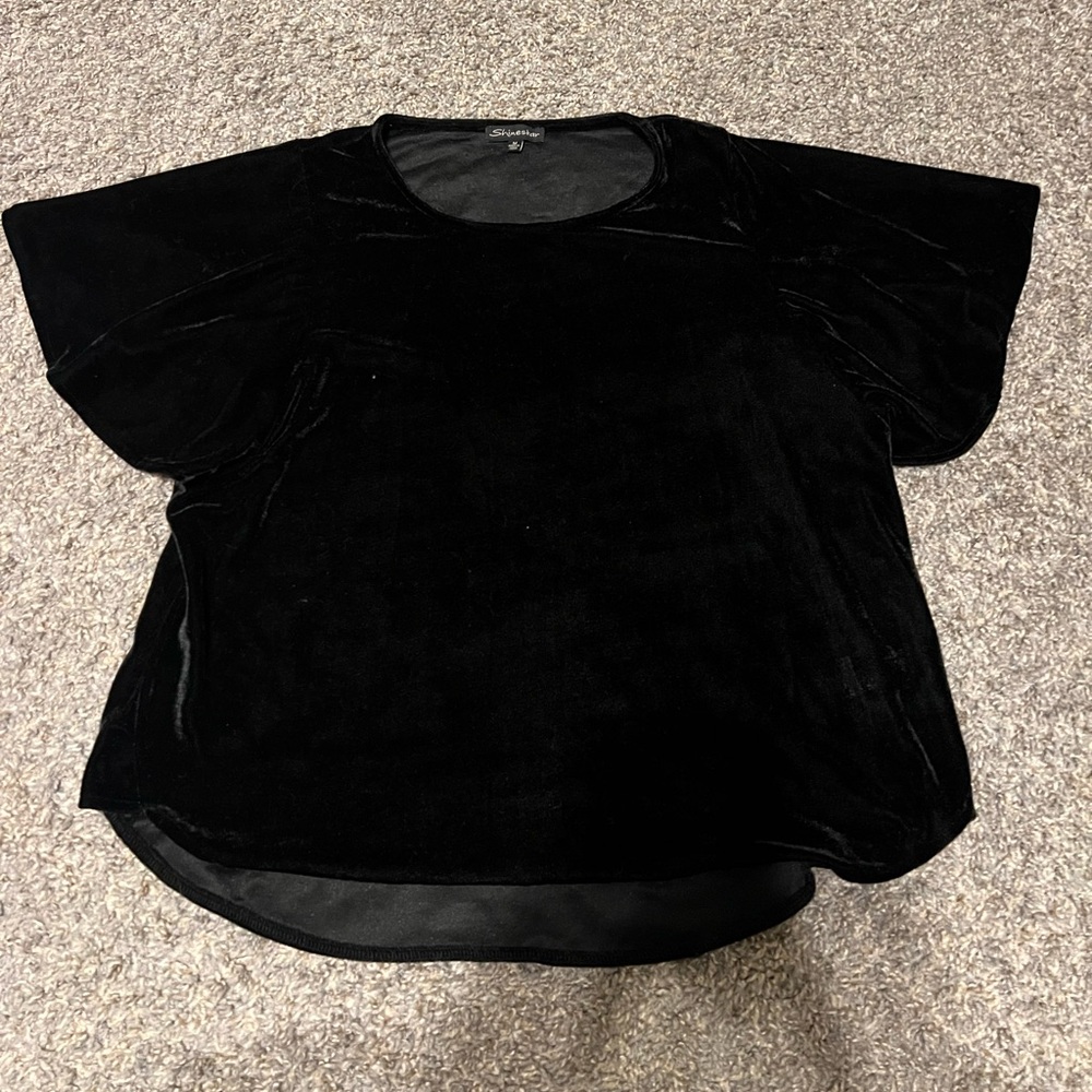 Whimsigoth Black Velvet Flutter Sleeve Y2K Top